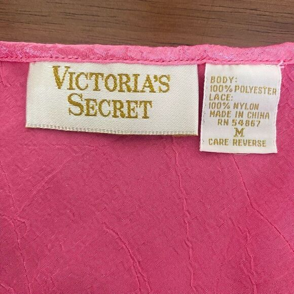 Vintage Victoria’s Secret Cami Crinkle Satin Pink Tank Top Gold Label Adjustable - Picture 4 of 11